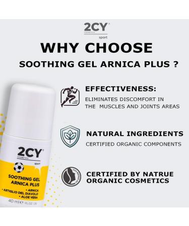  2CY Cosmetics Arnica Plus Soothing Gel 40ml your effective natural restorative gel for neck and back comfort enriched with arnica and harpagophytum extracts (Devil's Claw) - Buy Online on GoSupps.com