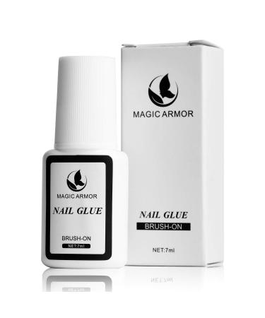 MAGIC ARMOR Super Strong Nail Glue for Acrylic Nails,Nail Tips and Press On Nails Brush on Nail Glue for Press On Nails Ultra Quick Long Lasting Acrylic Nail Glue for Broken Nails Fake Nail Glue Gel nail glue 1PCS