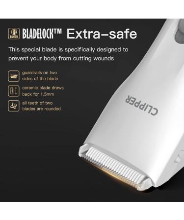 Men's Electric Body & Pubic Hair Trimmer - Waterproof Groin Shaver - USB Rechargeable Male Hygiene Razor - Wet Dry Ball Grooming Kit - 006 White - Buy Online on GoSupps.com