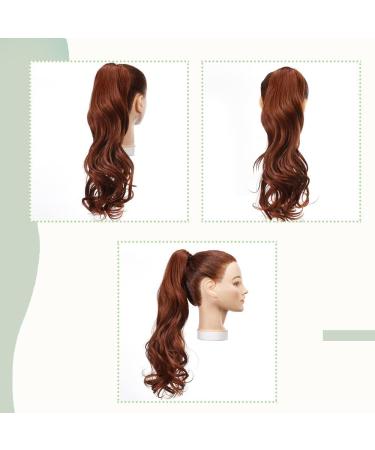 Curly Wavy Claw On Ponytail Extension 18 Inch Light Auburn - Clip In Synthetic Hairpiece 45cm Matte Material - Buy Online on GoSupps.com