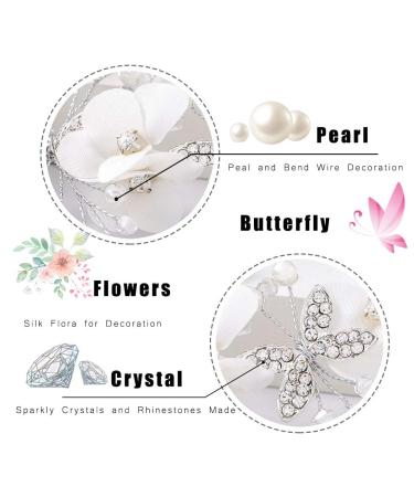 IYOU Princess White Flower Headpiece | Pearls & Crystal Bridal Hair Accessories for Girls | Elegant Wedding & Communion Hairdress - Buy Online on GoSupps.com