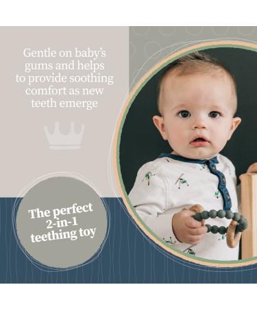 Windsor Teether & Rattle - Silicone Teething Toy & Wood Rattle for Babies - Grey | BPA & Phthalate Free - Buy Online on GoSupps.com