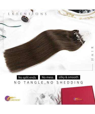Moresoo Microring Extensions - Real Hair Dark Brown 45 cm | Remy Loop Extensions #4 | Easy Application Microrings 1g/s 50g - Buy Online on GoSupps.com
