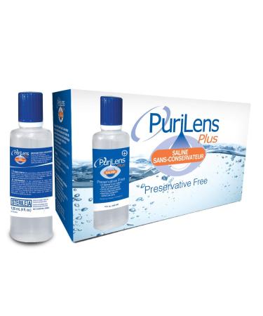 Purilens Plus Preservative Free Contact Lens Saline. 120ml (4 fl. oz.) 12 Pack 4 Fl Oz (Pack of 12)