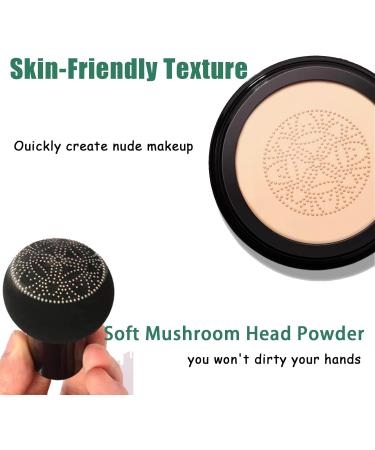 CC Cream Powder Foundation with Mushroom Head Air Cushion - Full Coverage, Hydrating & Long Lasting - Suitable for Mature Skin - Buy Online on GoSupps.com