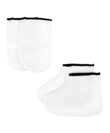 Moufles Hydratants Exfoliants pour Mains et Pieds 2 Paires Taille Unique Cire Paraffine Conservation Chaleur Soin Peau Usage Spa et Domicile