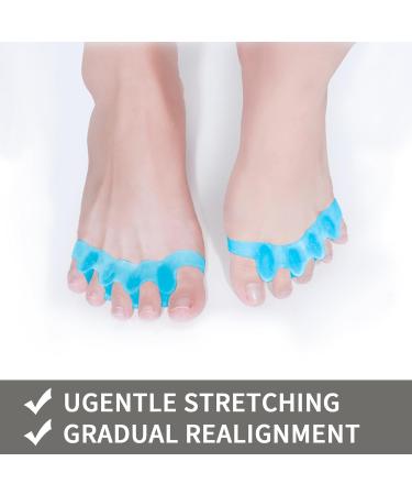 Soothing Silicone Toe Separators - 2 Pairs | Toe Straighteners, Spacers & Stretcher for Curled, Overlapping Toes | Relaxation & Relief for Feet - Blue - Buy Online on GoSupps.com