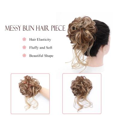 ZERAL Curly Messy Bun Hair Piece in Brown Mix Light Brown# for Women with Elastic Hair Bands - Buy Online on GoSupps.com