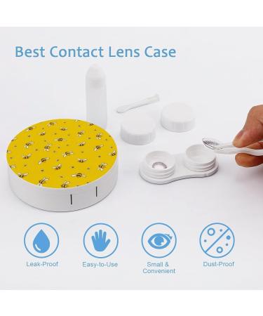 Cute Bee Bumblebee Round Case For Contact Lens Kit Storage Box with Mirror Printed - Buy Online on GoSupps.com