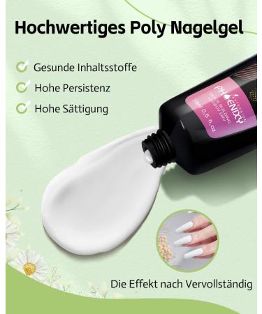 Phoenixy 9-Color Poly Nail Gel Kit - Nail Extension Starter Set with Manicure Tools | Perfect Gift for Women - Buy Online on GoSupps.com