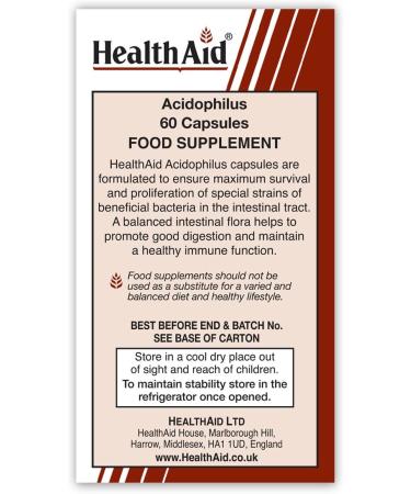 HEALTHAID Acidophilus Vegi Capsules 60 - Probiotics for Digestive Health - 159g - Buy Online - Buy Online on GoSupps.com