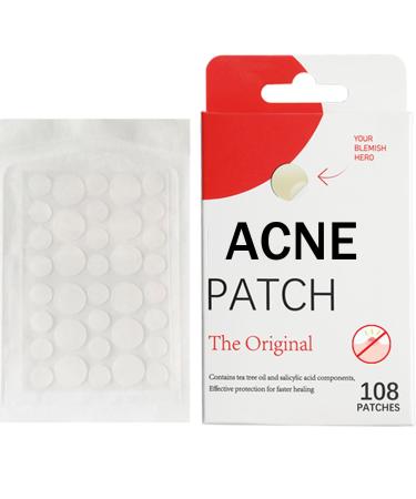 Zit Patches for Acne 108Pcs Tea Tree Oil Acne Patches Clear Invisible Pimple Patches Hydrocolloid Acne Patches 2 Sizes Acne Spot Dots Stickers for Face Day and Night Dots for Spots Acne Patches