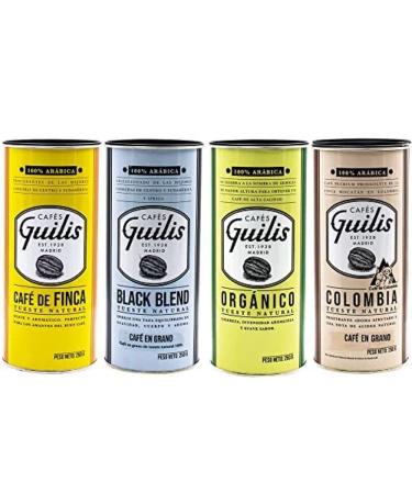 Guilis Cafes CAFES GUILIS DESDE 1928 AMANTES DEL CAFE Naturally roasted coffee beans of various origins Pack of 4 cans of 250 g