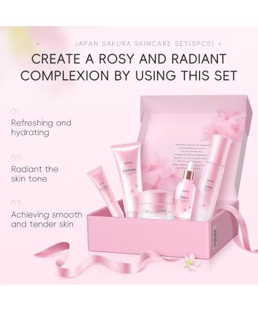 Japanese Cherry blossoms Skin Care 5-piece Set - Cleaning Eye Cream Face Cream Toner Sunscreen anti-dark circles cream eye contour cream 150ML - Buy Online on GoSupps.com