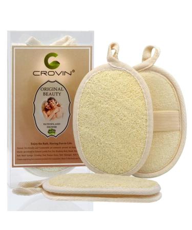 CROVIN Exfoliating Loofah Sponge Pads 4x6 Natural Luffa Material Sponge for Women Health for Bath Shower and Spa ( Pack of 4)