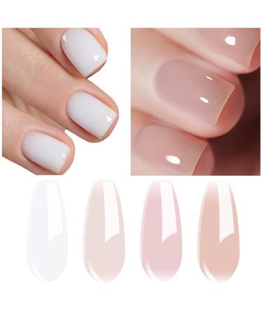 Vishine 4Pcs Jelly Nude Pink Milky White Rose Gel Nail Polish Set - French Manicure Kit 8ML - Buy Online on GoSupps.com