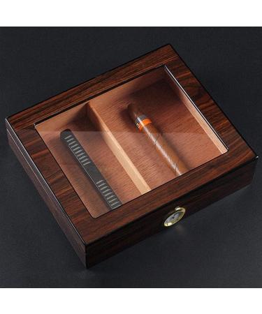 Portable Transparent Window Cedar Cigar Case Wood Travel Cigar Humidor Set with Humidifier Hygrometer Decorative Box - Buy Online on GoSupps.com