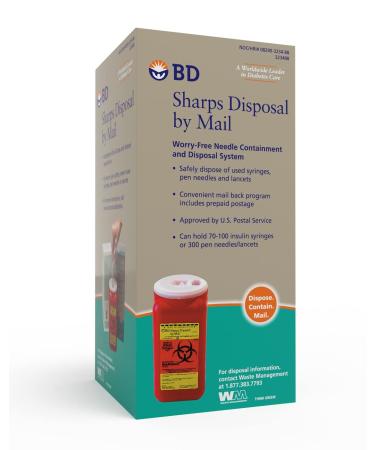 BD Sharps Disposal by Mail, Worry-Free Sharps Container & Prepaid Postage, Simply Mail It In