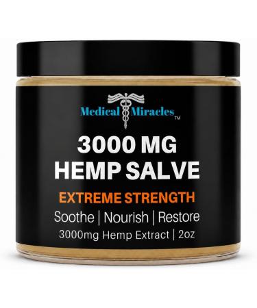 Medical Miracles Hemp 3000 Mg Extreme Strength Hemp Salve : Ideal for HIPS Joints Neck Back Elbows Fingers Hands and Knees Made in USA