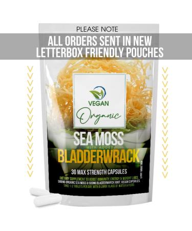 Organic Sea Moss & Bladderwrack Capsules - 30 Vegan Capsules | Immunity Booster | Gluten-Free - Buy Online on GoSupps.com