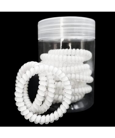 15 Pack White Spiral Hair Ties | Small No Crease Hair Coils | Telephone Cord Plastic Elastic Bands - Buy Online on GoSupps.com