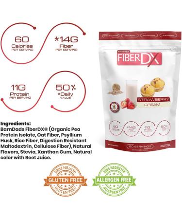 BarnDad FiberDX Strawberry Cream 600g - Natural Sweetened Fiber Supplement - Buy Online on GoSupps.com