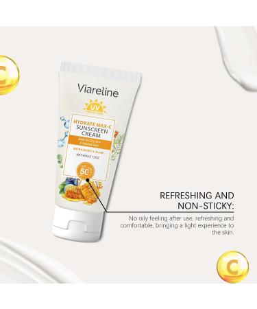 Viareline Hydrate Max-C Sunscreen Cream SPF 50 Extra Moist & Glow Best for Dry & Normal Skin UV Protection 60g/2.12oz - Buy Online on GoSupps.com