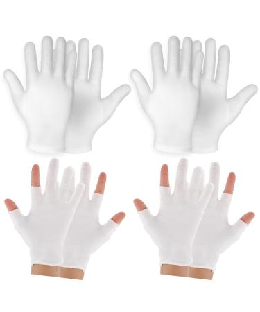 Cotton gloves 4 pairs white cotton gloves for eczema breathable washable reusable protective gloves for dry hands moisturizing - Buy Online on GoSupps.com