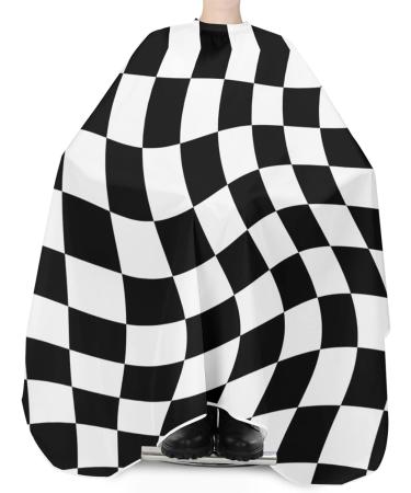 Buy Black White Barber Cape - Stylish Hair Cutting Cape for All Ages | Geometric Checkered Design for Salon & Home Use - Buy Online on GoSupps.com