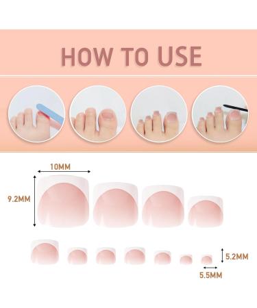 24pcs French False Toenails Tips Stick on Toenails Natural Press on Toenails Pink Short Fake Toe Nails for Women Nail Decorations (Pink) - Buy Online on GoSupps.com