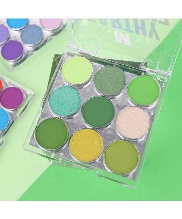 9 Colors Shimmer Matte Green Eyeshadow Palette - Highly Pigmented Light and Dark Green Shades for Stunning Eye Makeup - Blendable Shiny Matte Green Makeup Powder Palette - Buy Online on GoSupps.com