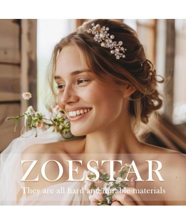 Zoestar Flower Wedding Tiaras and Crowns Silver Rhinestone Tiara Headband Pearl Leaf Princess Headwear Bridal Hair Accessories for Women - Buy Online on GoSupps.com