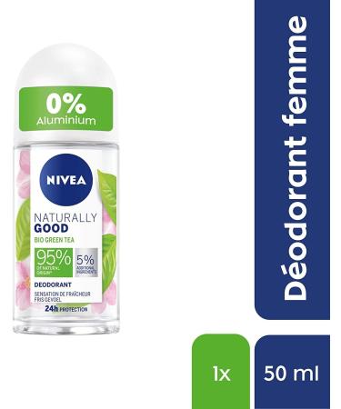 NIVEA NATURALLY GOOD Women's Deodorant Green Tea Organic Roll-on 50 ml deodorant with 95% ingredients of natural origin and freshness that lasts 24 hours. - Buy Online on GoSupps.com
