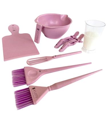 Kumi Professional Wheat Eco-Friendly Pink 8 Piece Tint/hair dye Set - This hair dye bowl and brush kit is ideal for professional or home use. Ideal home hair dye kit.