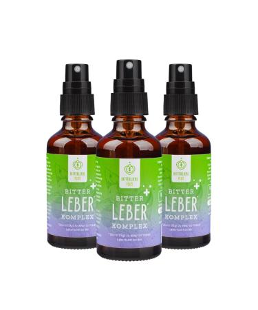 Bitterliebe liver complex spray - natural support of liver function with bitter substances and choline for fat digestion and detoxification - 3 Set