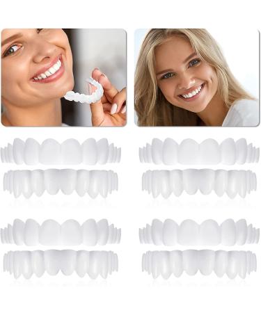 Wffy 4 pair prostheses veneers tooth instant veneers dental silicone tooth whitening temporary prosthesis teeth on the top wrong teeth dentures braces cover for men and women