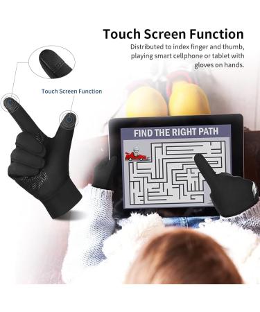 Children's Winter Bicycle Gloves - Warm Touchscreen Waterproof Windproof for Kids (Ages 4-12) - Anti-Slip Outdoor Sports Gloves for Girls - Black - Buy Online on GoSupps.com
