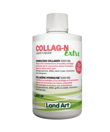 Liquid Collagen Extra Supplement Complete Joint Care Formula Fast Action With Hydrolyzed Collagen Glucosamine Chondroitin MSM Two Natural Anti-Inflammatory Magnesium & Vitamin C - 500ml Non-GMO Gluten Free No Added Sugar - Made in Canada