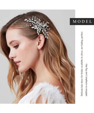 Easedaily Silver Crystal Wedding Hair Comb - Bridal Rhinestone Headpiece for Women and Girls - Buy Online on GoSupps.com