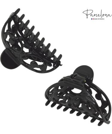 Parcelona French Jardin Black Medium Celluloid Jaw Hair Claw Clip - Buy Online on GoSupps.com