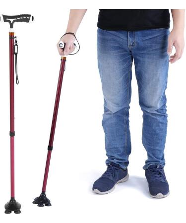 T-Handle Barrel Aluminum Alloy Folding Rod 4 Point Pin Base Great Gift Metal Barrel Led Light Barrel for Grandparents Outdoor Elderly Interesting - Buy Online on GoSupps.com