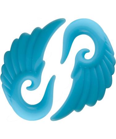 Acrylic Angel Wings Gray Marble Earplugs - Glow in the Dark Pastel Blue (3MM-14MM) - International Shipping Available - Buy Online on GoSupps.com