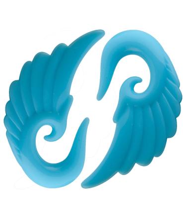 Acrylic Angel Wings Gray Marble White Earplugs (Color Options Sizes 3MM-14MM) 10.0 Millimeters Glow in the Dark Pastel Blue