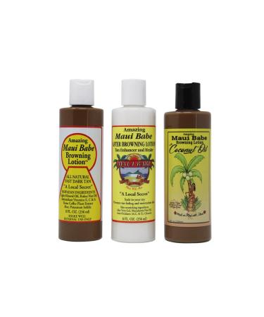 Maui Babe Tanning Lotion Set - Original & Coconut Browning Lotion + Skin Nourishing After Browning Lotion (3 Pack) - Buy Online on GoSupps.com