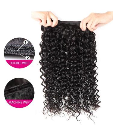 Water Wave Virgin Human Hair Bundles with Frontal - Brazilian Curly Extensions Natural Color 20 22 24+18 - Buy Online on GoSupps.com