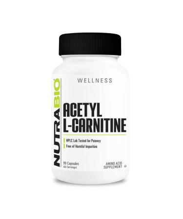 NutraBio Acetyl L-Carnitine (ALCAR) Supplement 500mg - Support Natural Energy Production Metabolic Management and Overall Health 90 Capsules