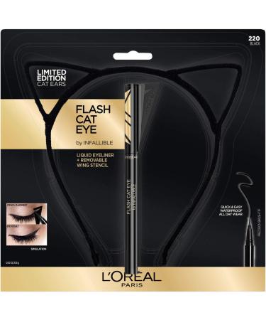 L'Oreal Paris Cosmetics Halloween Makeup Kit  Infallible Flash Cat Liquid Brush Tip Eyeliner With Limited Edition Cat Ear Headband  Black 2 Piece Set Halloween kit