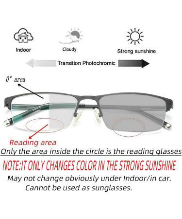 Men's Photochromic Bifocal Reading Glasses Business Sun Metal Frame | 2020 Fashion Eyewear Presbyopia (Black) +1.25 Magnification - Buy Online on GoSupps.com