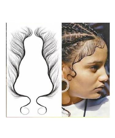 Nirbffo 5 Sheets Temporary Tattoo Stickers for Hair Edge - Waterproof Black Hairline Curly Bangs Tattoo Sticker Set - Buy Online on GoSupps.com