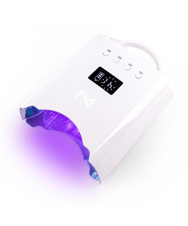 M - NEO Cordless & Rechargeable Nail Curing Lamp 78W with 4 LCD Time Display Timer Auto Sensor and Spacious Interior for All Hand Sizes and Nail Lengths (White)